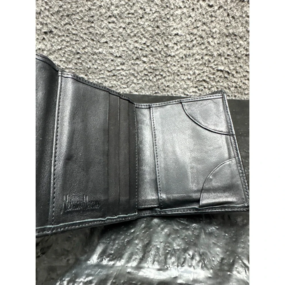 Neiman Marcus Mens Intrecciato Woven Leather Compact Trifold Wallet‎ Black